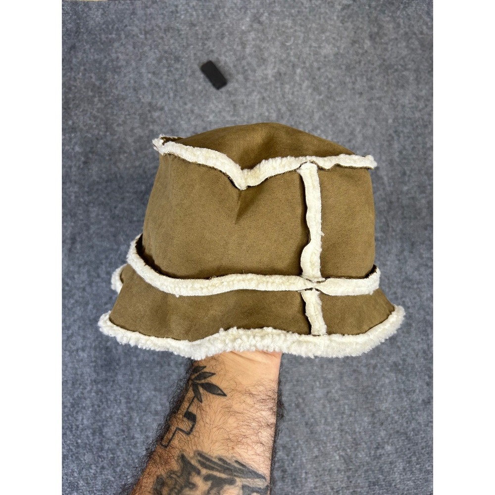 Natural Reflections‎ Brown Faux Suede Shearling Lined Bucket Hat One Size OSFM